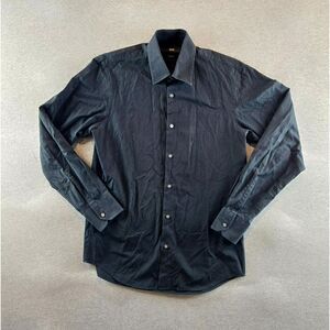HUGO BOSS Men Formal Shirt Slim Fit Black Striped Cotton size‎ 32/33 - 14 1/2